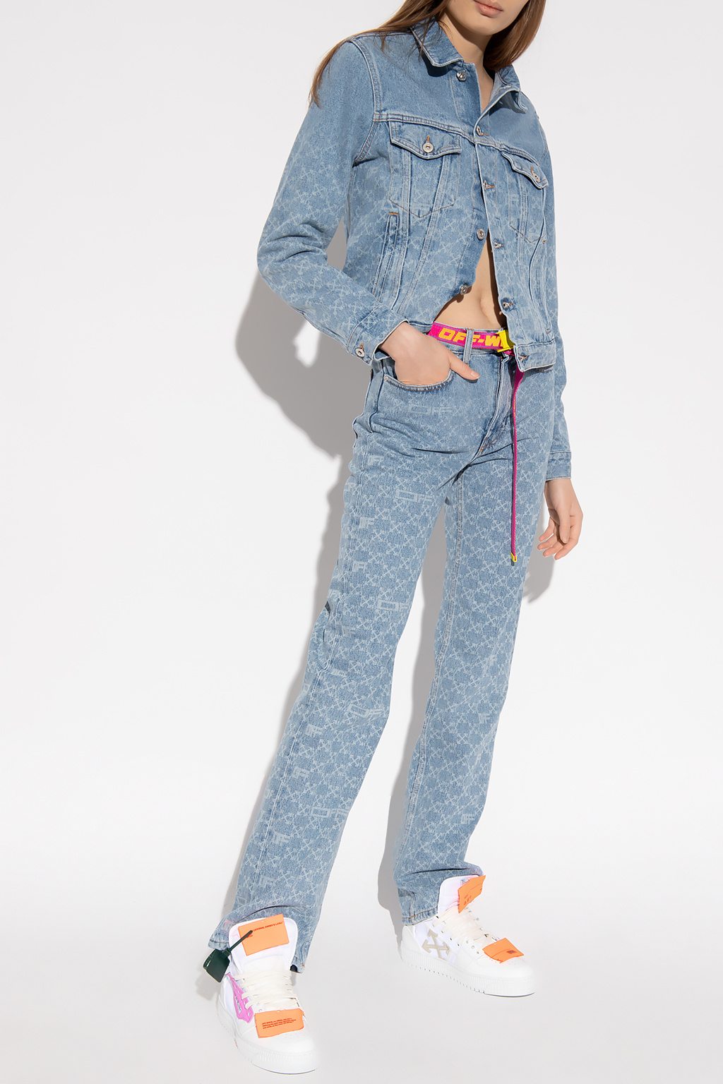 Denim jacket with monogram Off - SchaferandweinerShops KY